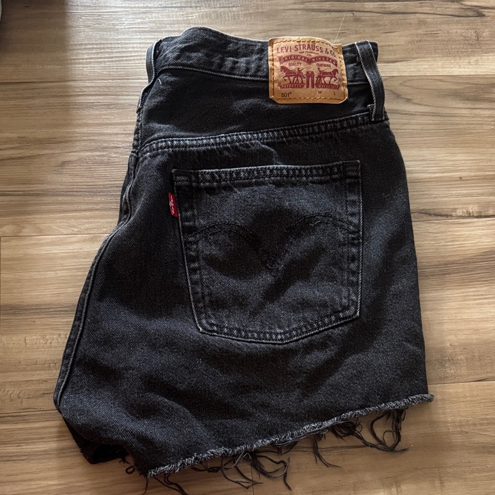 Levi's Charcoal Denim Cutoff Shorts
